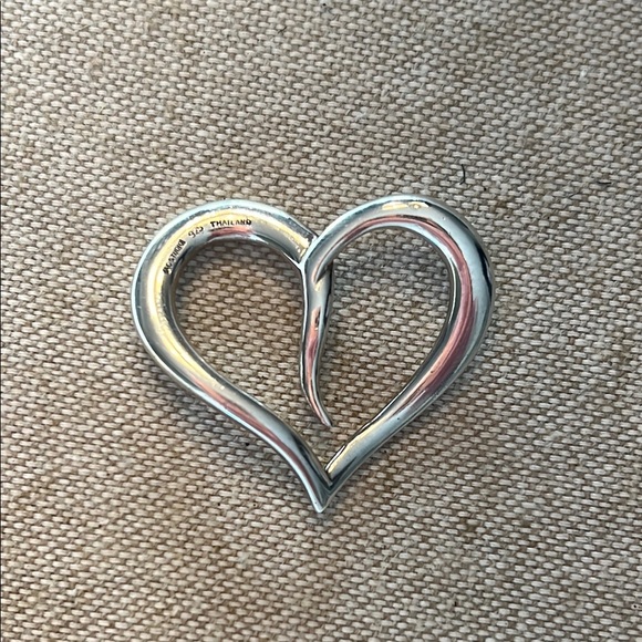 Sterling Silver Open Heart-Shaped Pendant - Picture 2 of 5